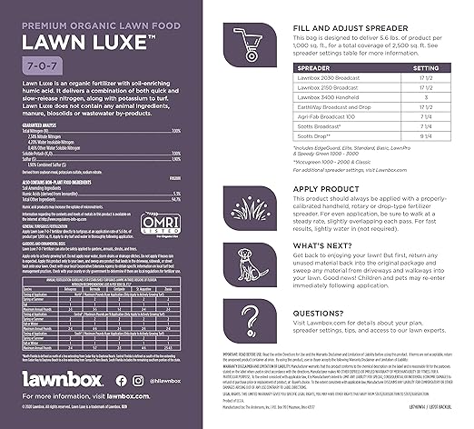 Lawn Luxe 7-0-7 100% Organic Summer Grass Fertilizer 14 lb Bag Covers 2,500 sq ft