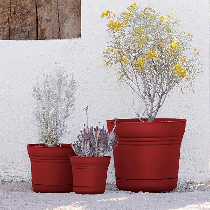 Bloem SP0713 Saturn Planter w/Saucer 7" Burnt Red, 7"