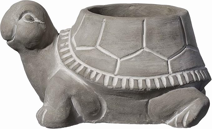 Classic Home and Garden Cement Buddies Animal Planter - Cute Desk Decoration - UV Coated Animal Vase w/Removable Drain Plug -Succulent Planter for Indoor/Outdoor Use (Turtle Planter, Natural, Small)