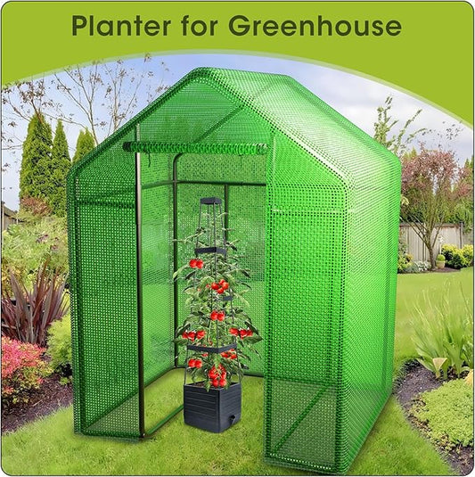 MQFORU Raised Garden Bed, 57" Tomato Planter with Trellis, Tomato Cages for Climbing Vegetables Plant, Self Watering Tomato Support Box for Garden Pots, Use for Patios Greenhouse Indoor Outdoor(1Pc)