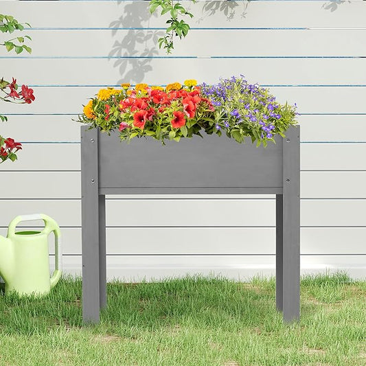 Raised Garden Bed with Legs (31x16x31''), Solid Wood Elevated Planter Box for Outdoor