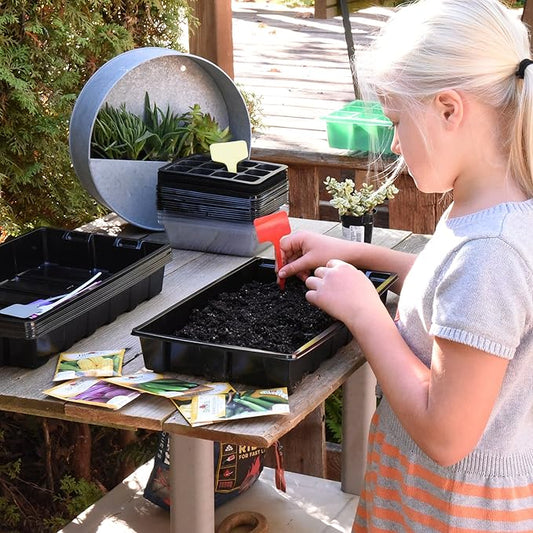 10 Seed Starting Plant Growing Trays (Without Holes) - Durable, Reusable - Grow and Start Seeds, Good for Your Greenhouse, microgreens and Hydroponics - Pack of 10 Flats
