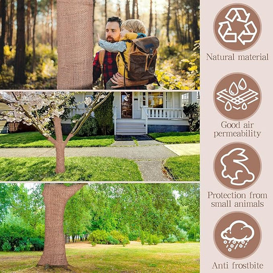 Preboun 2 Rolls Burlap Fabric Roll 40" Wide x 144 Feet Long Roll Gardening Burlap Liners for Garden Shrub Wrap, Weed Barrier, Aisle Runner Plant Cover, Table Runner Wedding Decorations