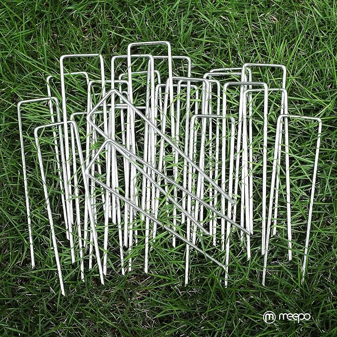 Garden Stakes, 20-Piece 6 Inch Never Rust Galvanized Landscape Staples, 5X Sharper Durable Stakes for Gardening, Tent, Weed Barrier, Outdoor Yard Decoration, Plant Cover