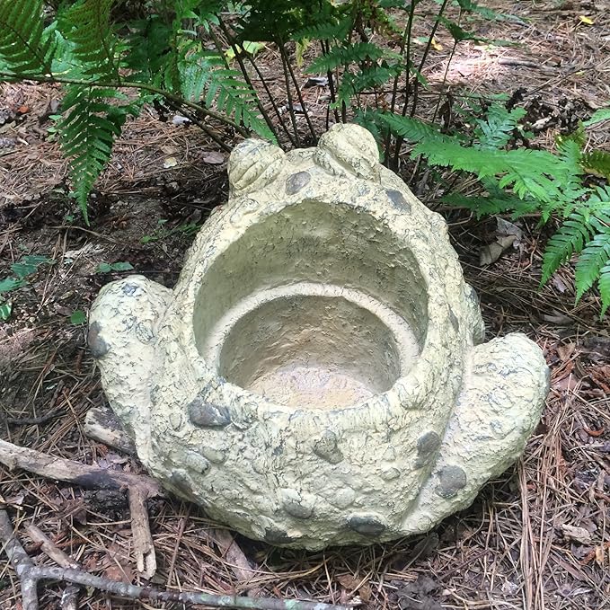 Toad Hollow HomeStyles Extra Large Toad Planter 10.5" H Holds 6" W Pot, Natural Brown