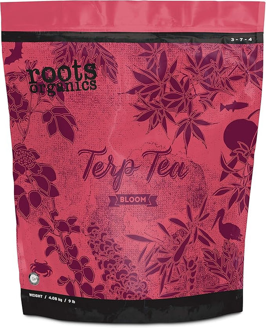 Roots Organics Terp Tea Bloom Natural Dry Gardening Fertilizer Micronized Flowering Nutrient for Large and Small Gardens, 9 Pound Bag