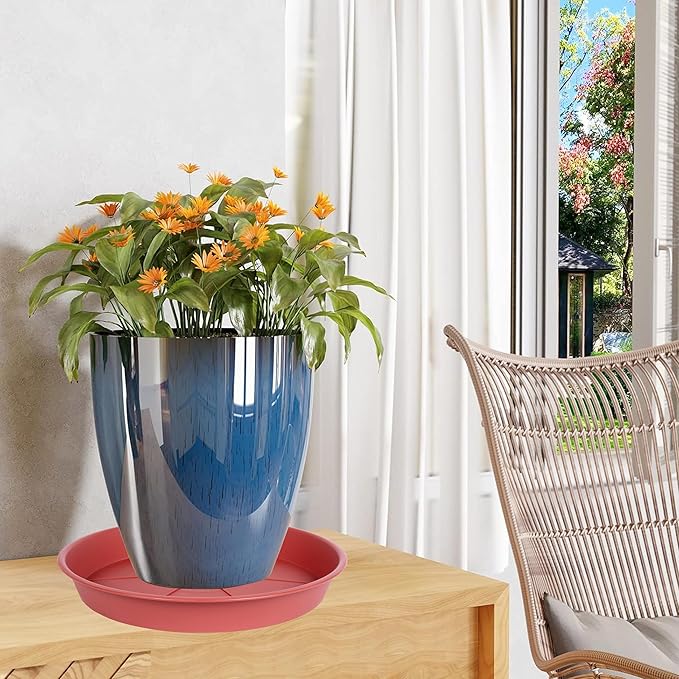 6 Pack of Plant Saucer Tray 4 6 8 10 12 14 17 19 22 25 inch, Heavy Duty Plastic Pot Plant Drip Trays Saucers for Indoors Outdoor, Plant Water Tray for Planters 4-7" (6", Clay)