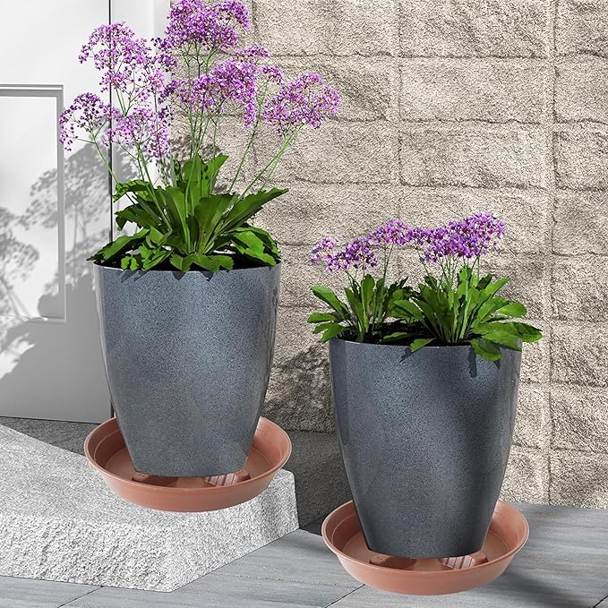 4 Pack Plant Saucer 10 inch, 8 12 14 17 inch, Plant Stand Plastic Plant Saucers for Indoors Outdoor, Heavy Duty Flower Plant Risers for Inside Pots, Pot Saucers for Plants, Grow Bags Saucers
