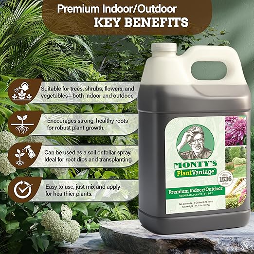 PlantVantage Premium Indoor/Outdoor Plant Food - NPK Fertilizer (4-15-12) with Zinc and Iron for House Plant, Trees and Vegetables - Indoor and Outdoor Plant Liquid Fertilizer - Easy Root Feed - 1Gal
