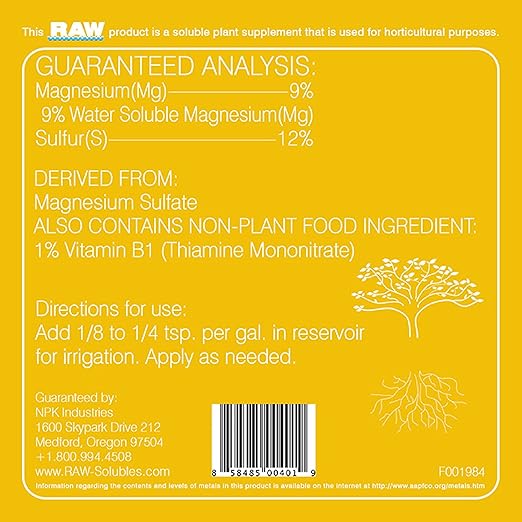 RAW B Vitamin 8oz - Essential Plant Growth Booster with B Complex and Magneseum Sulfate - Promotes Healthy Development, Increased Yield, and Enhanced Nutrient Absorption