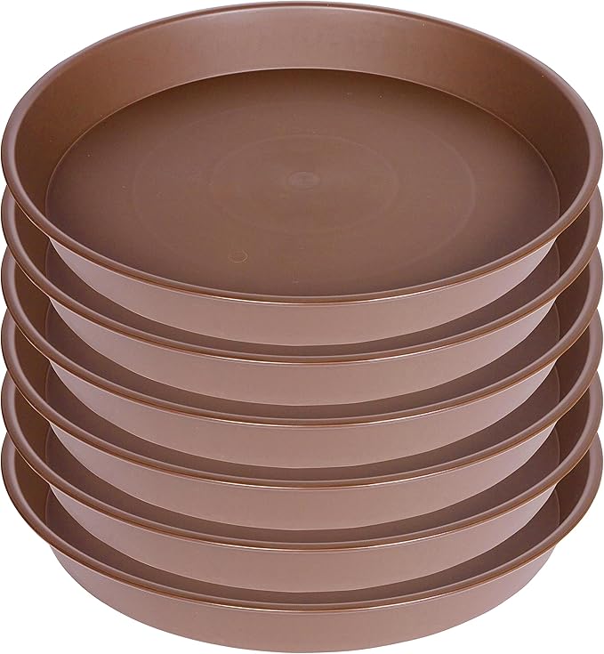2 Pack of 20 21 inch Plant Saucer Round, Deep Plant Saucers for Pots, Heavy Plastic Plant Drip Tray for Indoors Outdoor, Bird Bath Bowls, Plant Trays for Planter 19-22" (21 inch, Chocolate)