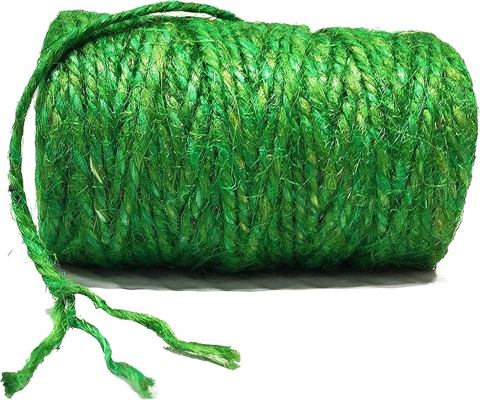 Jute Rope 3 ply Green | Jute Garden Twine Unique Dark Garden Twine | Supports Vines, Plants and Vegetables Pottery Product (3 Ply Green 200 Ft)