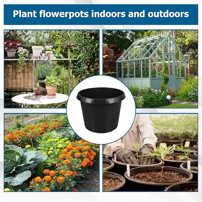 Planter Nursery Pots 12.7 Gallon Pots for Plants, Injection Molded Plastic Nursery Pots, Plant Container 12.7 Gal 5-Pack