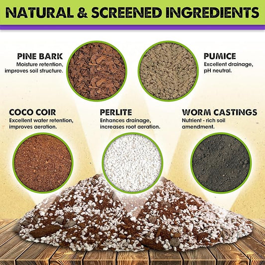 DUSPRO Recycle Tropical Potting Mix Pre-Mixed 5in1 with Pine Bark, Coco Coir, Perlite, Worm Casting & Pumice Ideal Aroid Mix Soil for Monstera, Pothos, Philodendron, Other Indoor HousePlants 16QRT