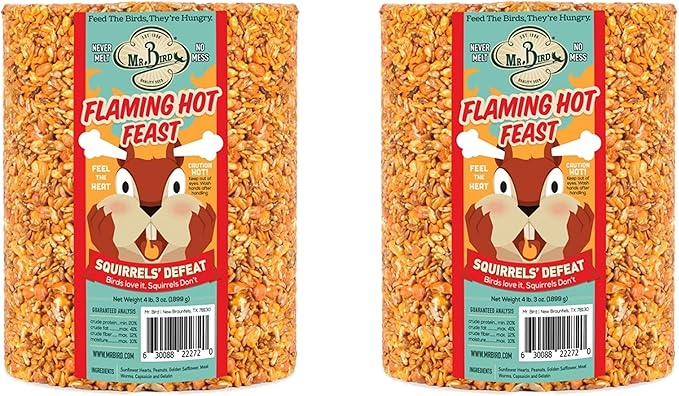 2-Pack of Mr. Bird Flaming Hot Feast Large Wild Bird Seed Cylinder 4 lbs. 3 oz.