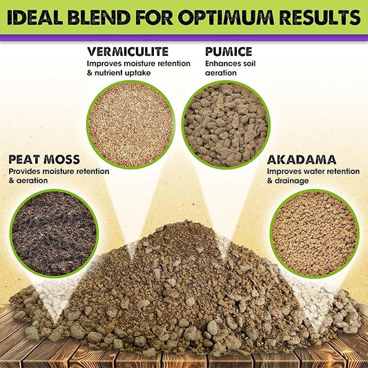DUSPRO Recycle Premium Bonsai Soil Mix Ready to Use Pre-Mixed 5in1 with Akadama, Pumice, Vermiculite, and Peat Moss Professional Bonsai Potting Soil Mix 2 Qrt