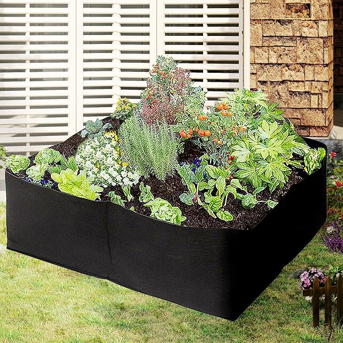 Fabric Raised Garden Bed, 2x2x1Ft 64 Gallon Garden Grow Bags, Rectangle Raised Planter Garden Bed for Vegetables Potatoes Flowers Planting Container for Outdoor Gardenin (4Grids)