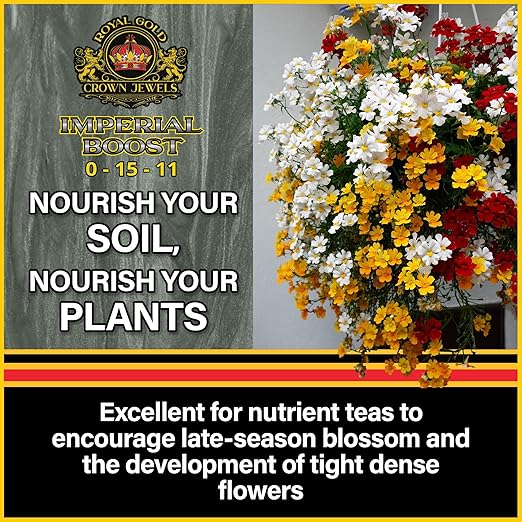Royal Gold Crown Jewels Organic Imperial Boost 0-15-11 Dry Soluble Fertilizer, 20 lbs - for Excellent Fruit and Flower Production, Encourages Late Season Blossoms