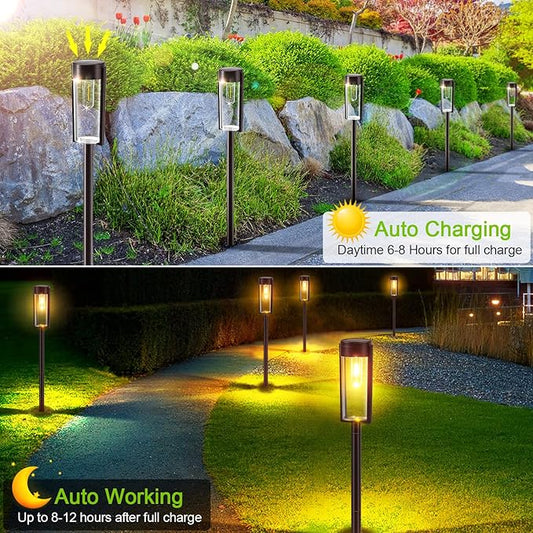 LETMY Solar Pathway Lights Outdoor, New Upgraded 6 Pack Solar Outdoor Lights, IP65 Waterproof Auto On/Off Solar Garden Lights Solar Powered Landscape Path Lights for Yard Lawn Patio Walkway