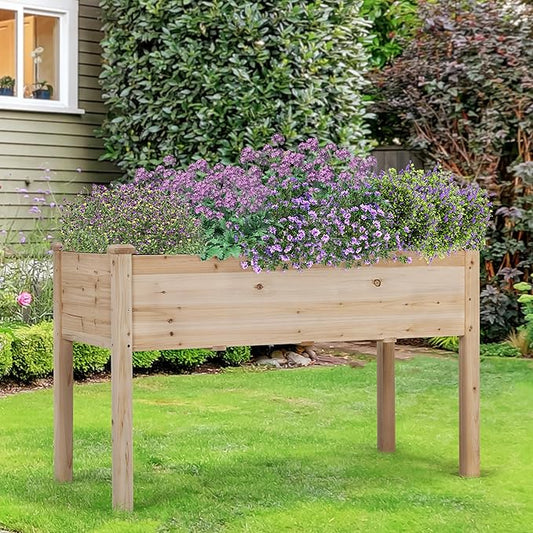 Topeakmart Wooden Garden Planter Boxes 48 X 23 X 30in Elevated Raised Garden Bed Outdoor with Legs Wooden Gardening Box for Flower/Vegetable/Herb/Tomato/Backyard/Patio, 2pcs