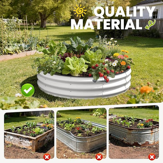 Galvanized Raised Garden Bed, 4x4x1 FT Raised Garden Bed for Gardening, Large Metal Planter Box for Vegetables Flower Herb(Pearl White)