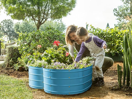 Plant & Plot Galvanized Raised Garden Beds Outdoor // Planter Raised Beds for Gardening, Vegetables, Flowers // Large Metal Garden Box (Teal) // Tool-Free Assembly