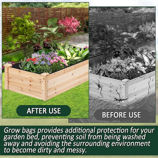 1PCS Raised Garden Bed Liner Fabric Raised Garden Bed Breathable Drainage Rectangle Grow Bags with Handles Fabric Garden Bed for Outdoor Garden Bed Holds Soil - 4ft x 2ft x 1ft