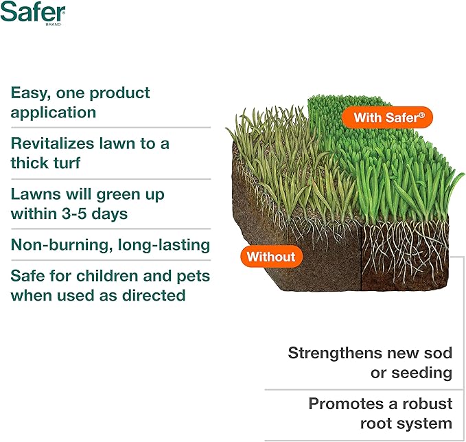 Safer Brand Lawn Restore Natural Lawn Fertilizer - 9335SR - Non-Burning Fertilizer - 9-0-2 NPK - Use for Healthy Grass - Covers up to 5,000 Sq Ft