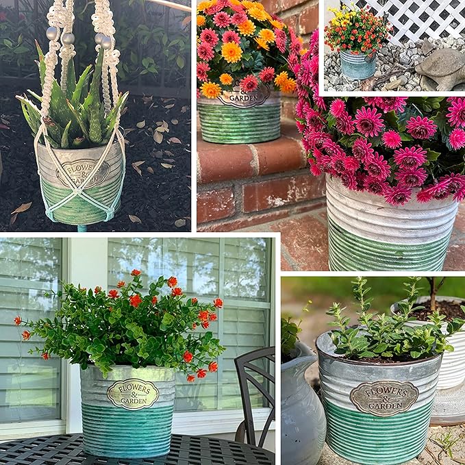 allgala Galvanized Planter Pot Indoor and Outdoor Decoration-7"-HD60073