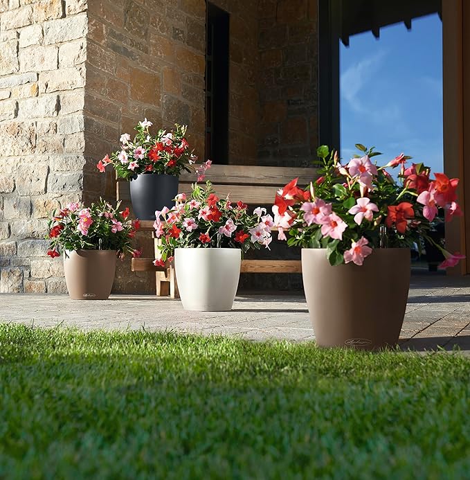 Lechuza Classico Color 35 Nutmeg, Self-Watering Round Planter, D13.8 H11.8 in