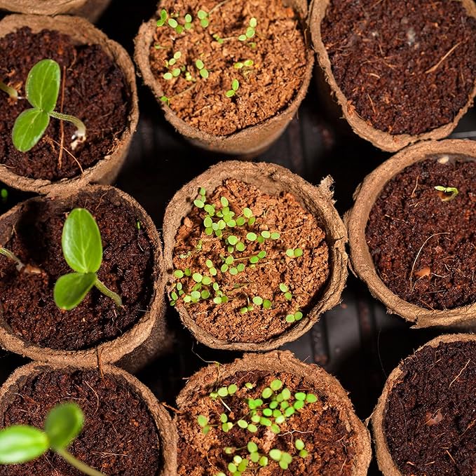 Envirenet Coco Coir Seed Starter Pots - 100% Biodegradable Indoor/Outdoor Garden Pots with Wood Markers - Seedling & Herb Starters (4 Inches, 12 Pack)