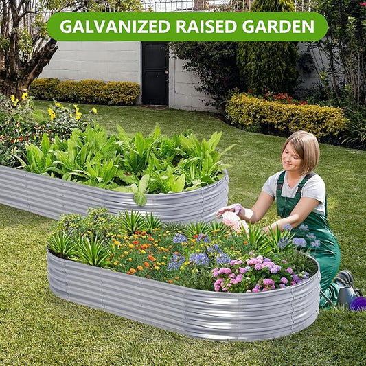 Galvanized Raised Garden Bed, 8x4x1 FT Thickening Planter Boxes Outdoor, Raised Beds for Gardening, Easy Assembly Large Garden Bed for Vegetables, Fruits, Flowers (2-Pack)