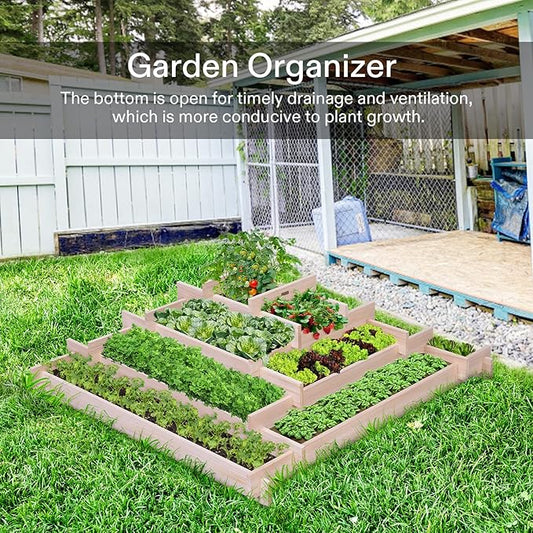 VIVOSUN 5-Tier Wooden Raised Garden Bed, 42 x 42 x 14 Inches, Outdoor Wood Planter Box with Gloves and Liner for Garden, Patio, Balcony, Backyard and Outdoors