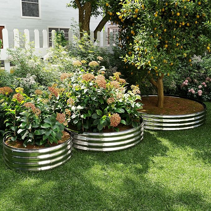 Fire Ring Pit Round Galvanized Fire Ring for Outside Fire Pit Garden Bed Kit,Height 12 Inch, 2x2x1ft Round Galvanized Steel Fire Pit