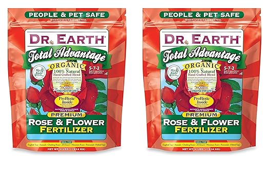 Dr. Earth 702P Organic 3 Rose & Flower Fertilizer in Poly Bag, 4-Pound (2-Pack)