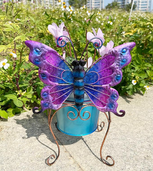 coolboy Metal Animal Plant Pot,Succulent Flower Pot,Fun Metal Planter,Colorful Butterfly Flowerpot,Decorative Modern Indoor Planter Flower Pots or Outdoor Flower Pot Decoration