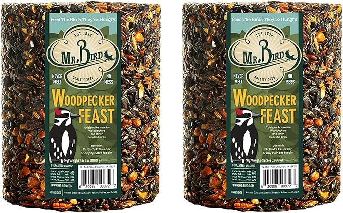 2-Pack of Mr. Bird Woodpecker Feast Large Wild Bird Seed Cylinder 4 lbs. 2 oz.
