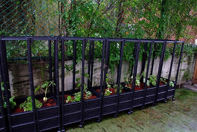 Climbing Vegetable & Tomato Planter with Wheels & Netting 14" Depth Planter Box - 24" L X 18" W X 50" H - Non-Toxic Sun Protected Material | Vegetable & Herb Backyard Patio