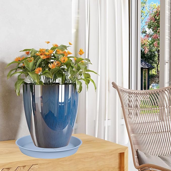 6 Pack of Plant Saucer Tray 4 6 8 10 12 14 17 19 22 25 inch, Heavy Duty Plastic Pot Plant Drip Trays Saucers for for Indoors Outdoor, Plant Water Tray for Planters 4-7" (6", Light Gray)