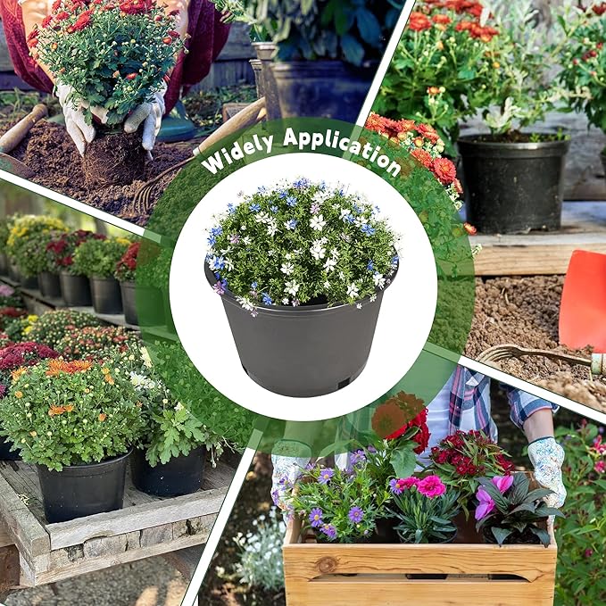 HOSTIC Short 2 Gallon Plastic Plant Container Gallon Pots with Drainage Holes Flexible Nursery Pot Suitable for Indoor Outdoor Vegetables Flowers Plants 10 PCS