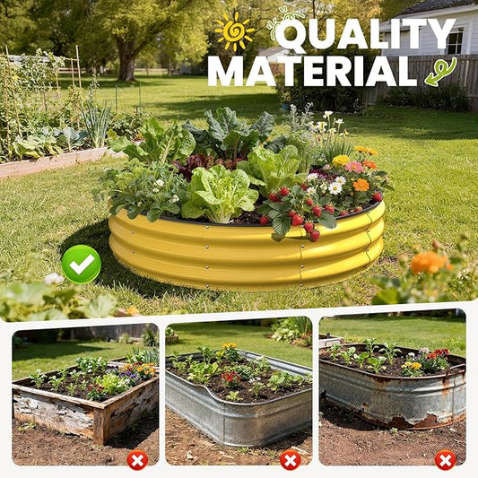 Raised Garden Bed, 4x4x1 FT Round Raised Garden Beds Outdoor, Metal Raised Beds for Gardening Vegetables Flower Herb