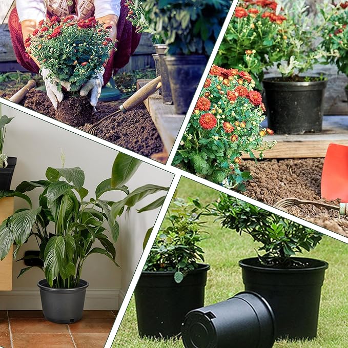 HOSTIC 2 Gallon Flexible Nursery Pots Gallon Pot with Drainage Holes Plastic Plant Container Suitable for Indoor Outdoor Vegetables Flowers Plants 10 PCS