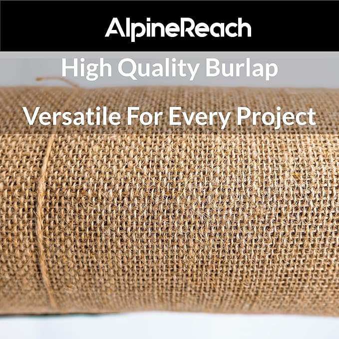 AlpineReach Burlap Fabric Roll 1.3ft x 30ft - Multipurpose Natural Burlap Fabric, Jute Fiber for Tree & Plant Root Frost Protection, Wedding Runner Decorations, Home Center Pieces, Rustic Party Décor