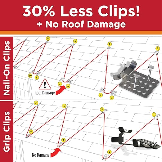 Roof Clips, Safe for Heat Tape, Electric Cable & Roof Heat Cable Installation, Prevents Roof Damage, Easy Nail-Free Outdoor Cable Clips, Your Ultimate Cable Clip (.825-25 Pack)