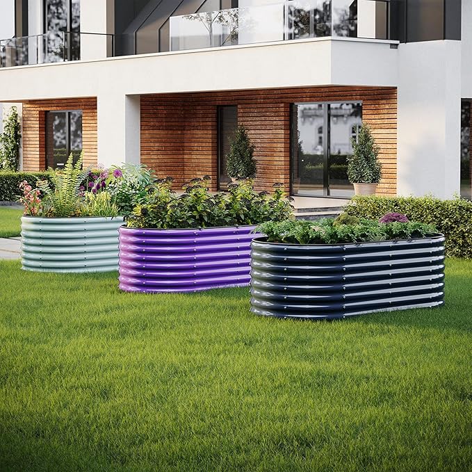 Galvanized Metal Planter Raised Garden Bed Kit for Gardening Outdoor,6x3x2ft Planter Grow Garden Box Raised Flower Bed,Long Vegetable Clearance Herb Raised Garden Beds For Container Gardening