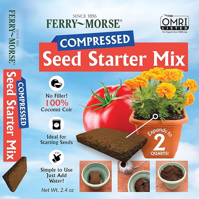 Ferry Morse Seed Starter Mix - Organic, Compressed, Seedling Soil Mix - 24 Pack/48 Qt - Coco Coir