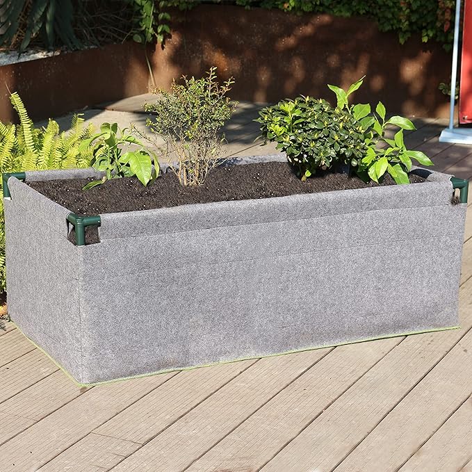 Gardzen Raised Grow Bed with PVC Frame - 47.2"x23.5"x16.9" Breathable Planter Raised Bed, No-Till Design, Includes Pipes & Connectors, Air-Pruning for Healthier Plants