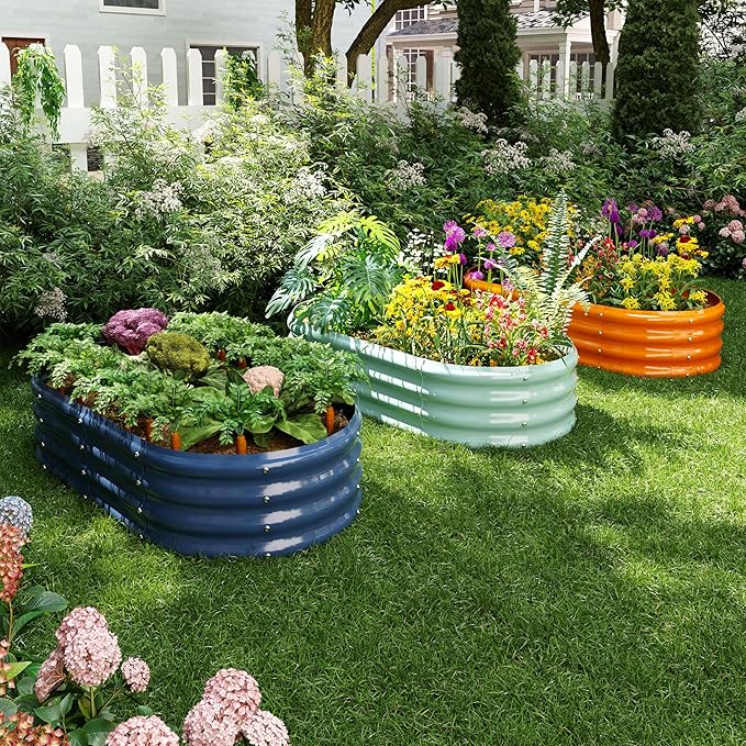 Galvanized Metal Planter Raised Garden Bed Kit for Gardening Outdoor,6x3x2ft Planter Grow Garden Box Raised Flower Bed,Long Vegetable Clearance Herb Raised Garden Beds For Container Gardening