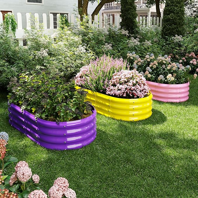 Galvanized Metal Planter Raised Garden Bed Kit for Gardening Outdoor,6x3x2ft Planter Grow Garden Box Raised Flower Bed,Long Vegetable Clearance Herb Raised Garden Beds For Container Gardening
