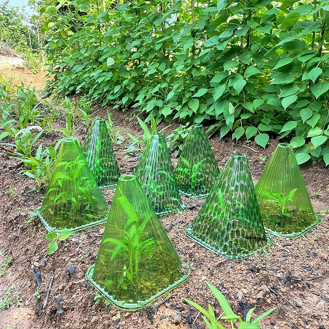 Fshow 40 Pack Garden Cloches for Plants, Reusable Bell Plant Cover, Plant Covers Protectors from Animals Snails/Birds/Chickens/Insect(Diameter:7.5" Height: 9")
